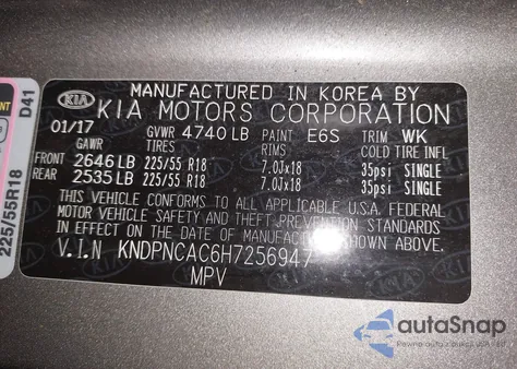 2017 Kia Sportage Ex из США, поврежденный, VIN KNDPNCAC6H7256947